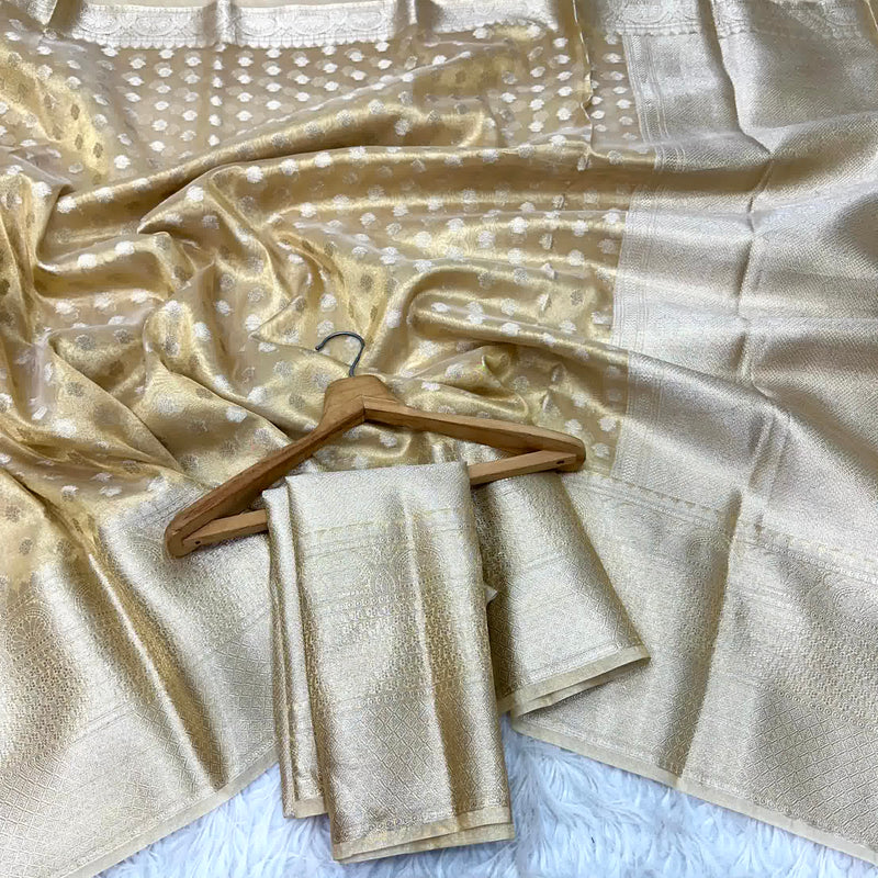 Golden Tissue Silk Buti Banarasi Saree