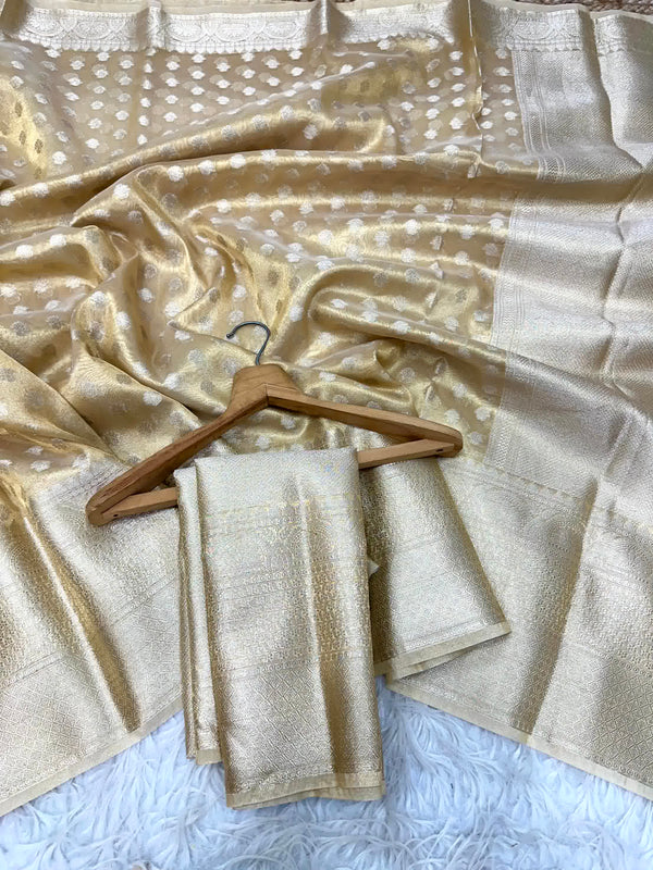 Golden Tissue Silk Buti Banarasi Saree