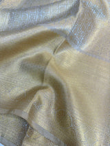 Gray Kanjeevaram Tissue Silk Zari Embossed Saree