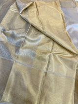 Gray Kanjeevaram Tissue Silk Zari Embossed Saree