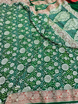 Green Bandejh Khaddi Georgette Banarasi Saree