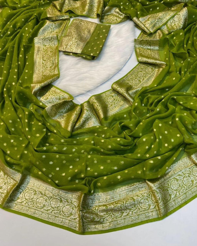 Green Color Viscose Georgette Saree