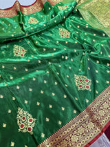 Green Colour Satin Silk Embroidered saree