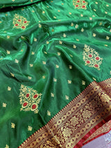 Green Colour Satin Silk Embroidered saree