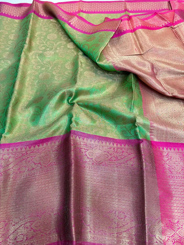 Green Shade Kanjivaram Soft Tissue Silk Saree