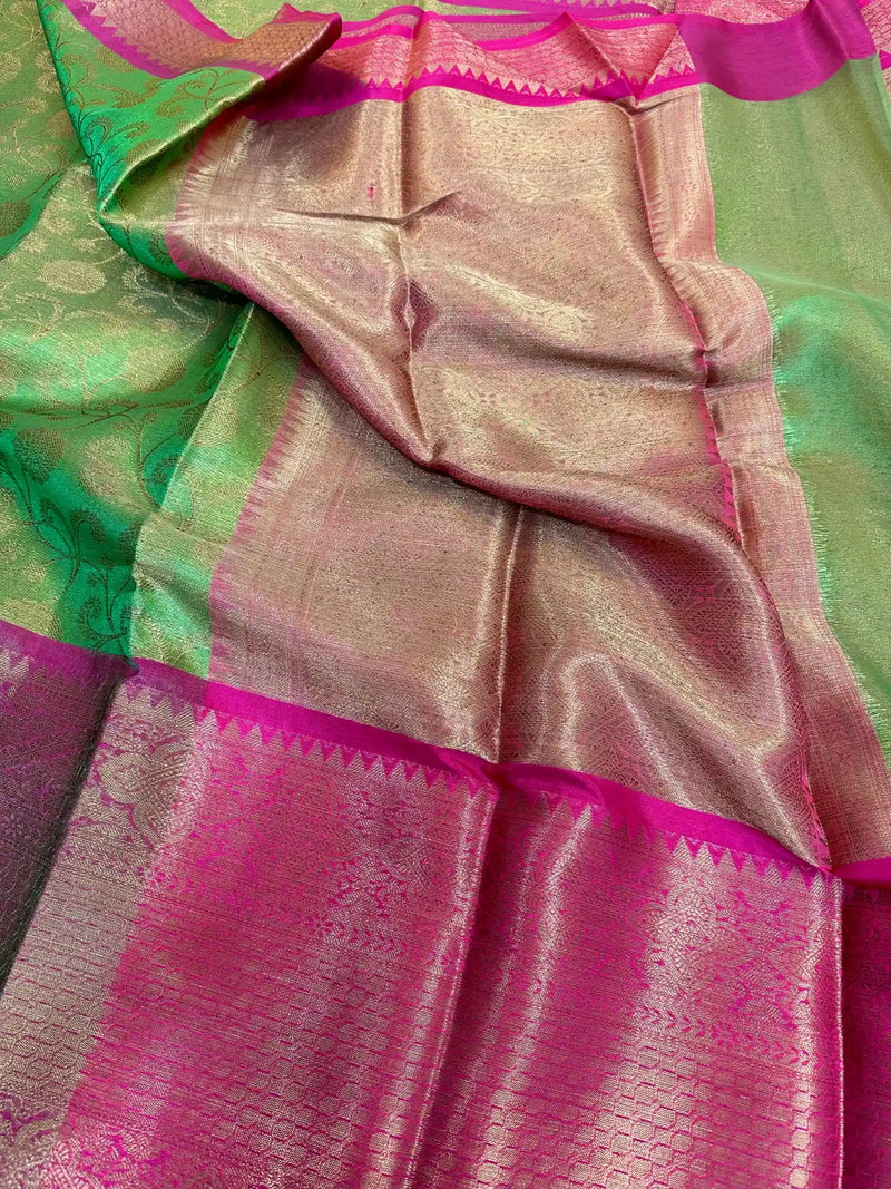 Green Shade Kanjivaram Soft Tissue Silk Saree