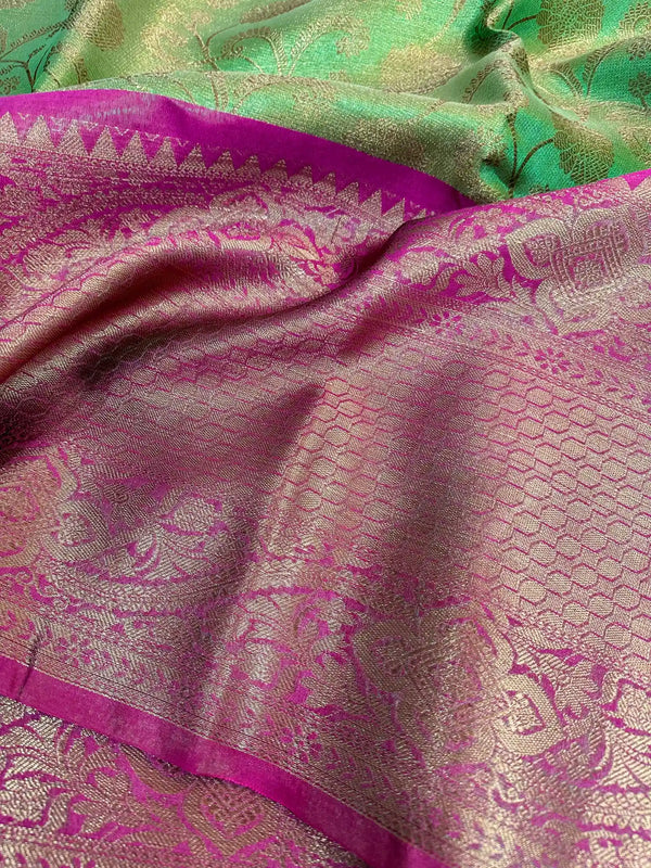 Green Shade Kanjivaram Soft Tissue Silk Saree