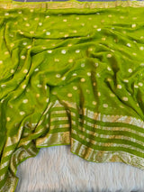 Green Viscose Georgette Khaddi Buti Saree