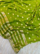 Green Viscose Georgette Khaddi Buti Saree