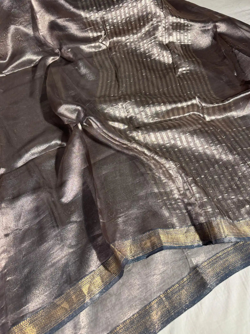 Grey Pure Tissue Silk Banarasi Saree 