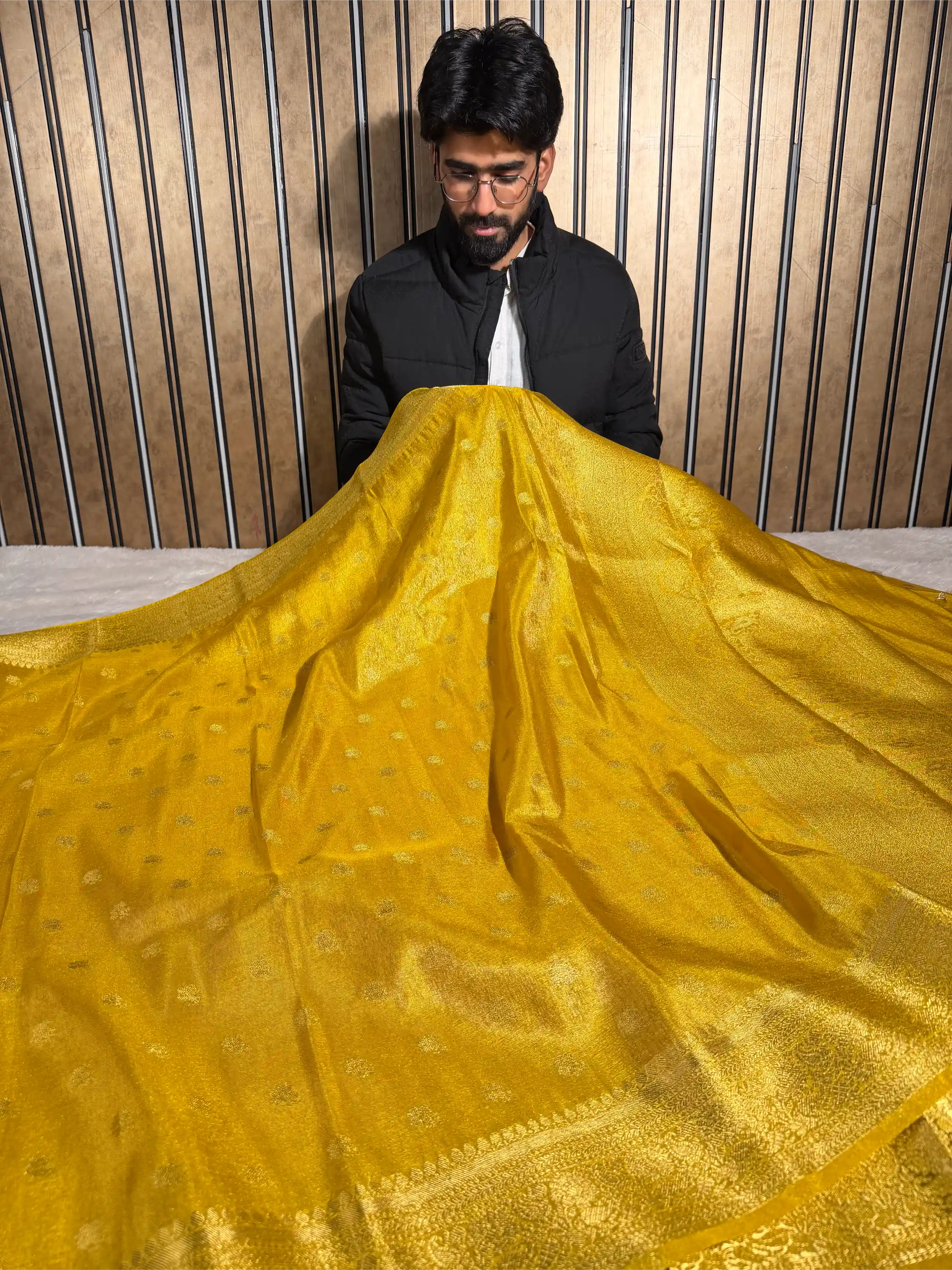 Haldi Yellow Breathable Soft Tissue Silk Banarasi Saree 