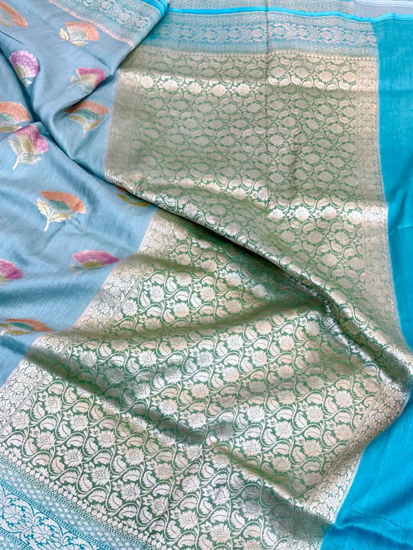 Handbrush Dyed Buta Munga Silk Banarasi Saree