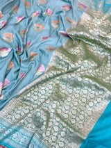 Handbrush Dyed Buta Munga Silk Banarasi Saree