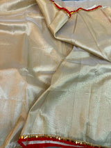 Heeramandi Glass Tissue Silk Lace Work Banarasi Saree