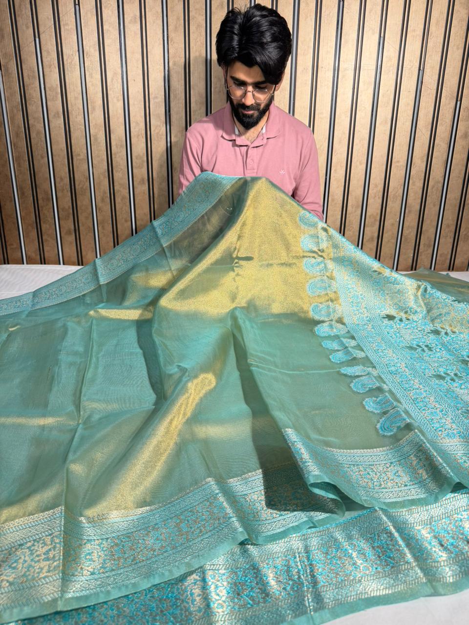 Heritage Eccentric weave soft tissue silk Banarasi saree