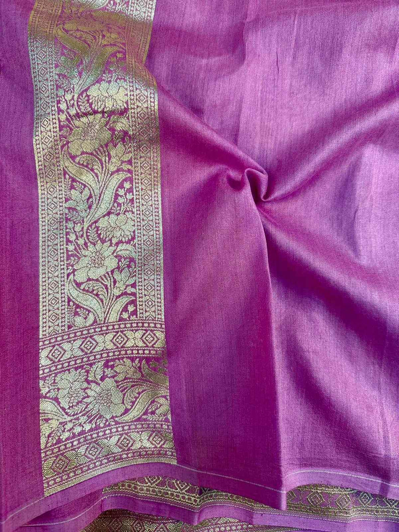 Lavender Shade Pure Munga Silk Saree