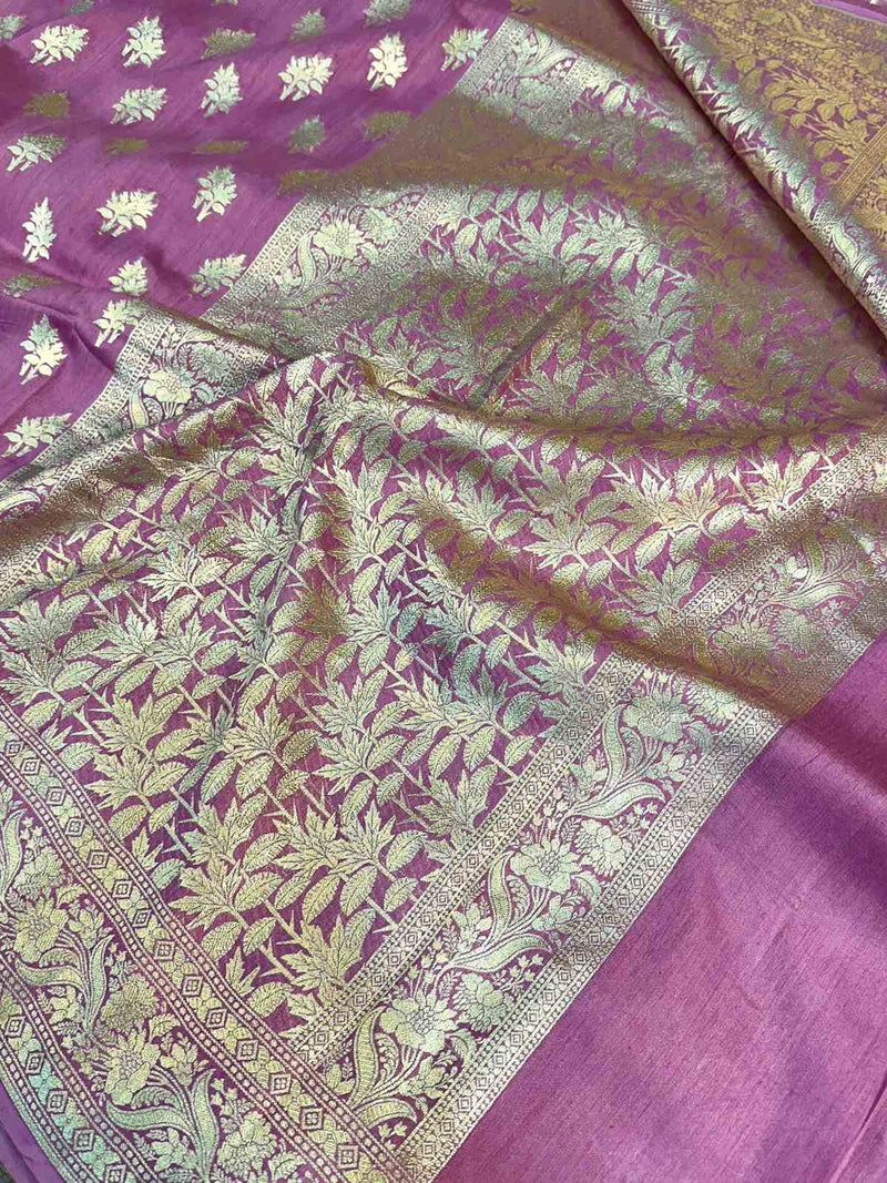 Lavender Shade Pure Munga Silk Saree