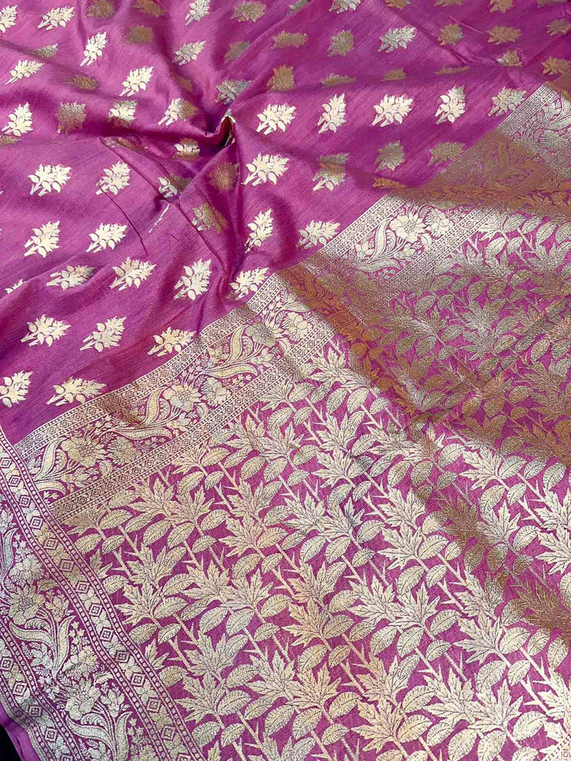 Lavender Shade Pure Munga Silk Saree