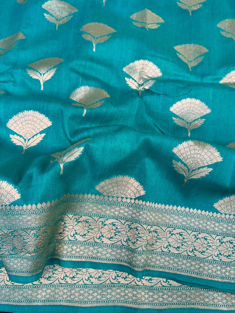 Sea Green Shade Pure Munga Silk Saree