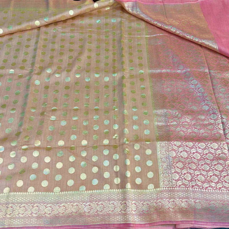 Light Peach Shade Pure Munga Silk Saree