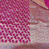 Rani Pink Shade Pure Munga Silk Saree