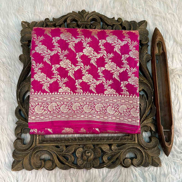 Rani Pink Shade Pure Munga Silk Saree