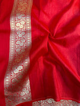 Bright Red Shade Pure Munga Silk Saree