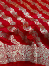 Bright Red Shade Pure Munga Silk Saree