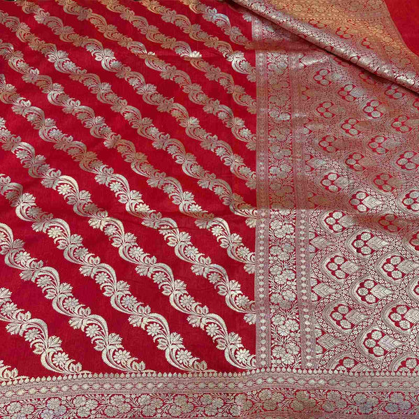 Bright Red Shade Pure Munga Silk Saree