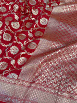 Bright Red Shade Pure Munga Silk Saree