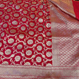 Bright Red Shade Pure Munga Silk Saree