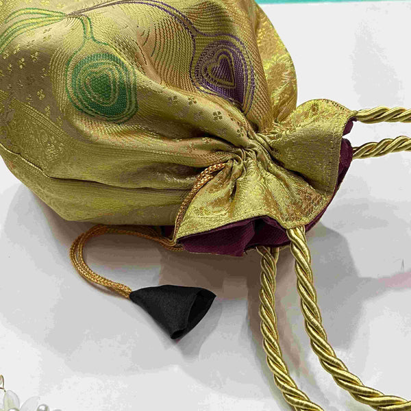 Ethnic Cream Colour Banarasi Potli Bags