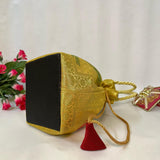 Stunning Golden Colour Banarasi Potli Bags