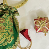 Stunning Green Colour Banarasi Potli Bags