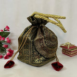 Stunning Black Colour Banarasi Potli Bags