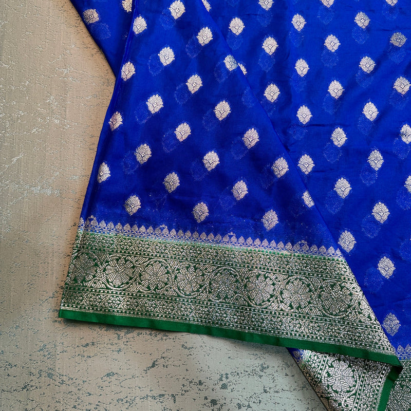 Chiffon Printed Bandhani Saree In Blue Colour