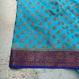 Sky Blue Semi Georgette Khaddi Banarasi Saree