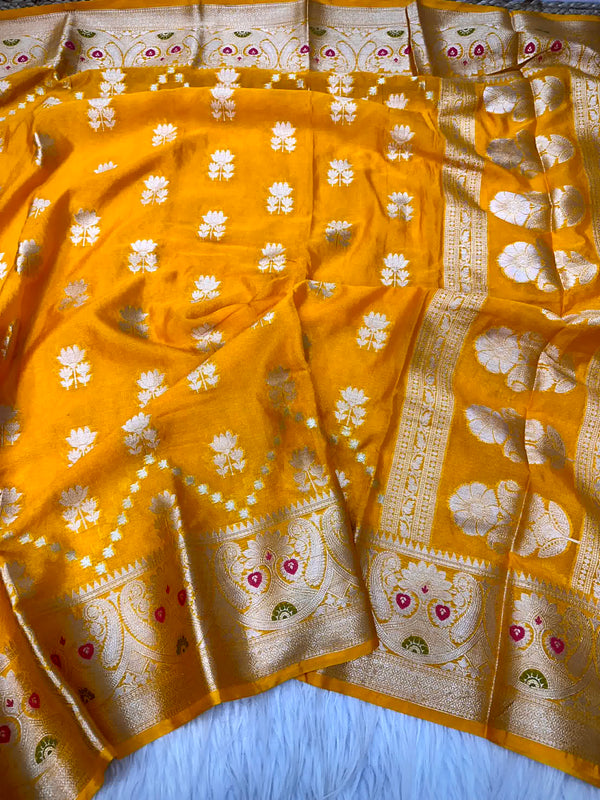 Yellow Warm Silk Banarasi Saree