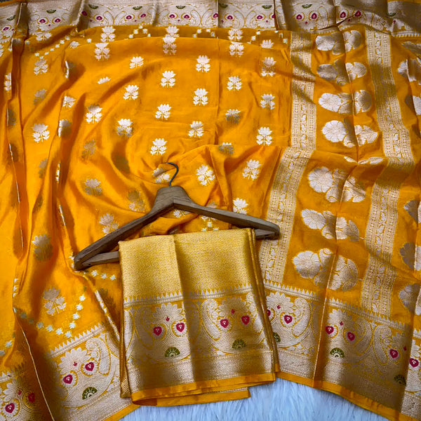 Yellow Warm Silk Banarasi Saree