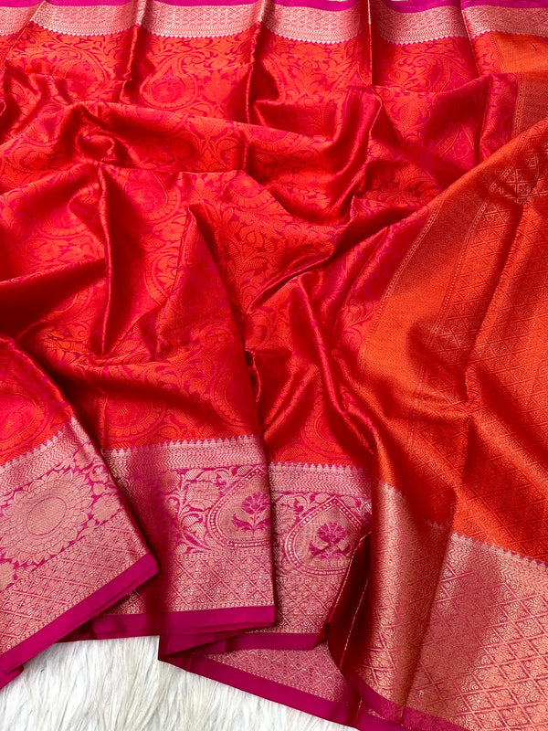 Red Shade Kanchi Kora Silk Saree