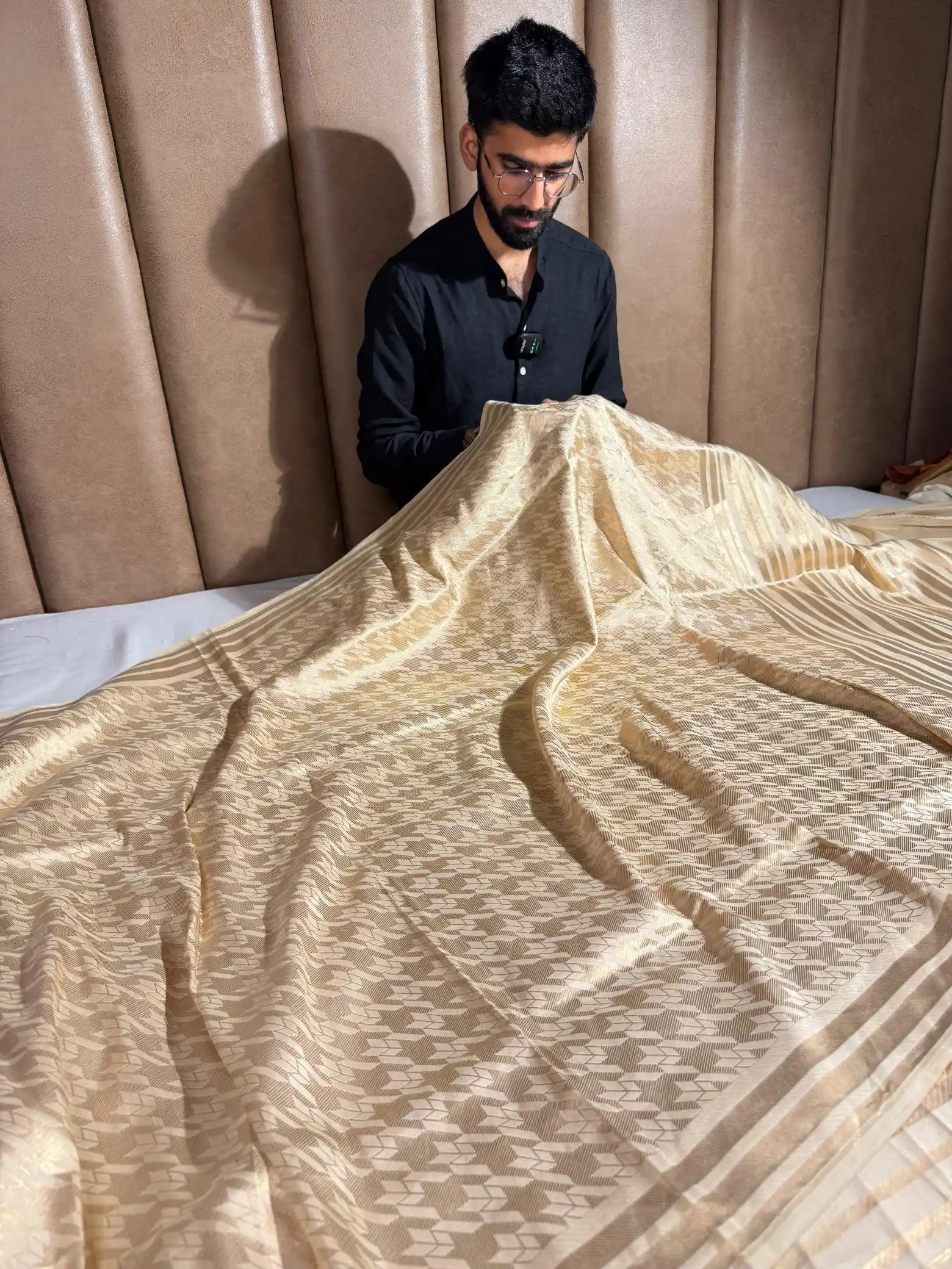 Ivory Pure Katan Silk Contemporary Weave Banarasi Saree