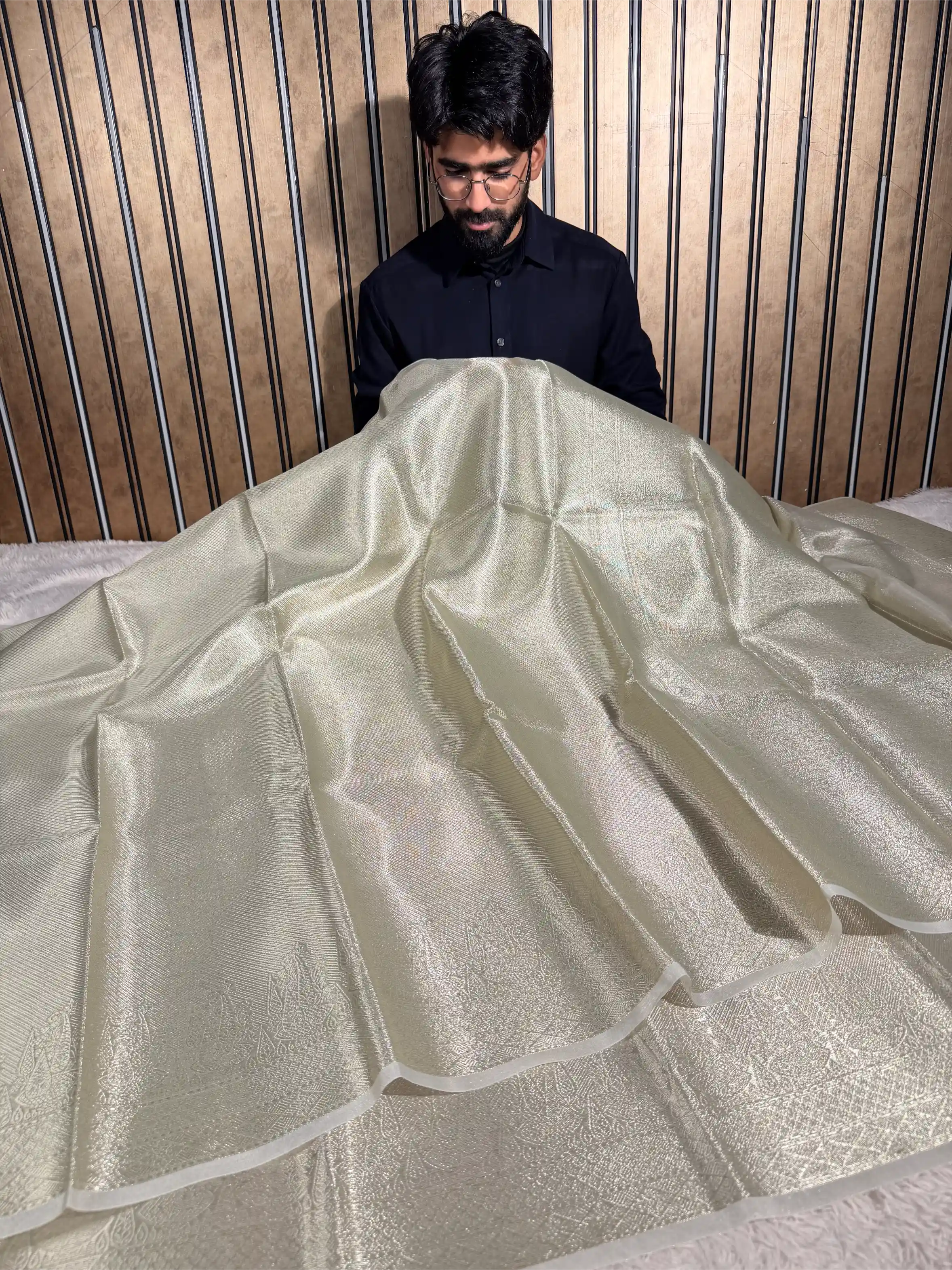 Ivory Tissue Brocade Banarasi Saree