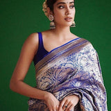 JANHVI KAPOOR INSPIRED PURE KATAN SILK ROYAL BLUE SAREE