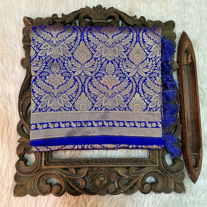 JANHVI KAPOOR INSPIRED PURE KATAN SILK ROYAL BLUE SAREE