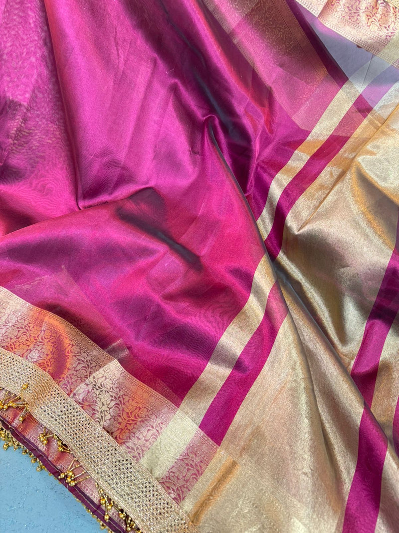 Jazberry Pink Maharani Tissue Silk Saree