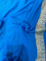 Jet Black Floral Khaddi Beorgette Banarasi Saree