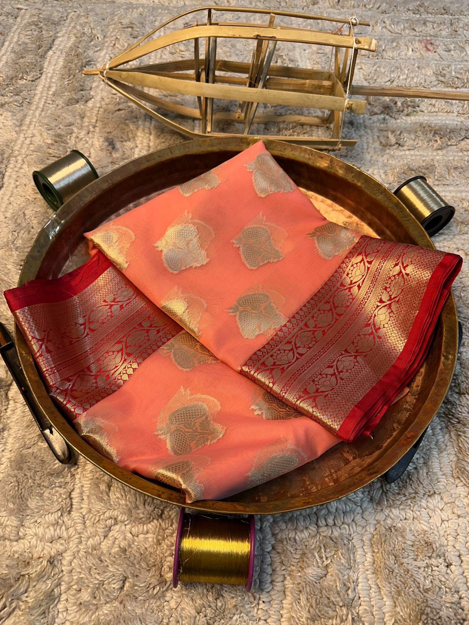 Soft Cotton Silk Rtique Zari Banarasi Saree