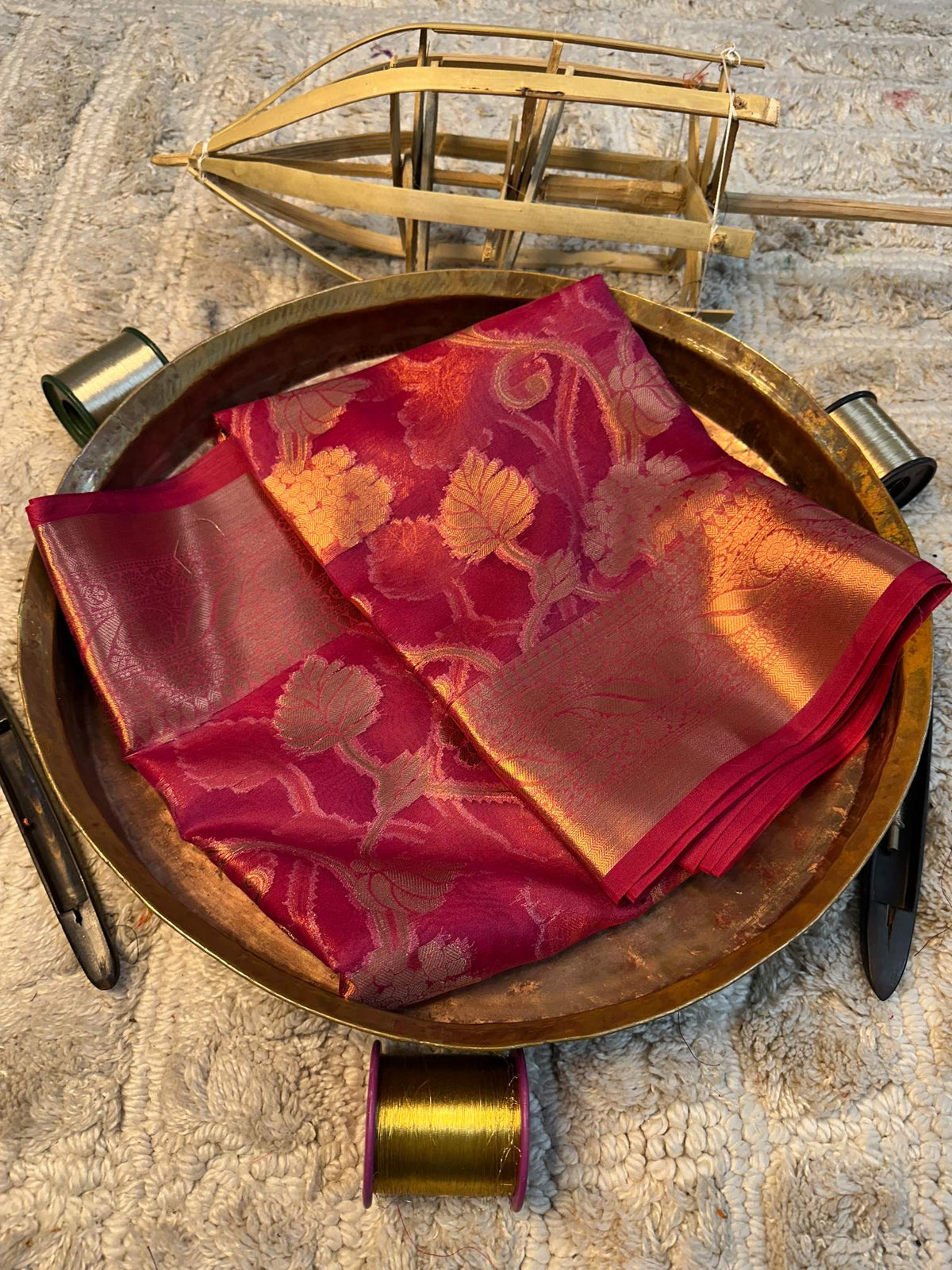 Soft Cotton Silk Rtique Zari Banarasi Saree