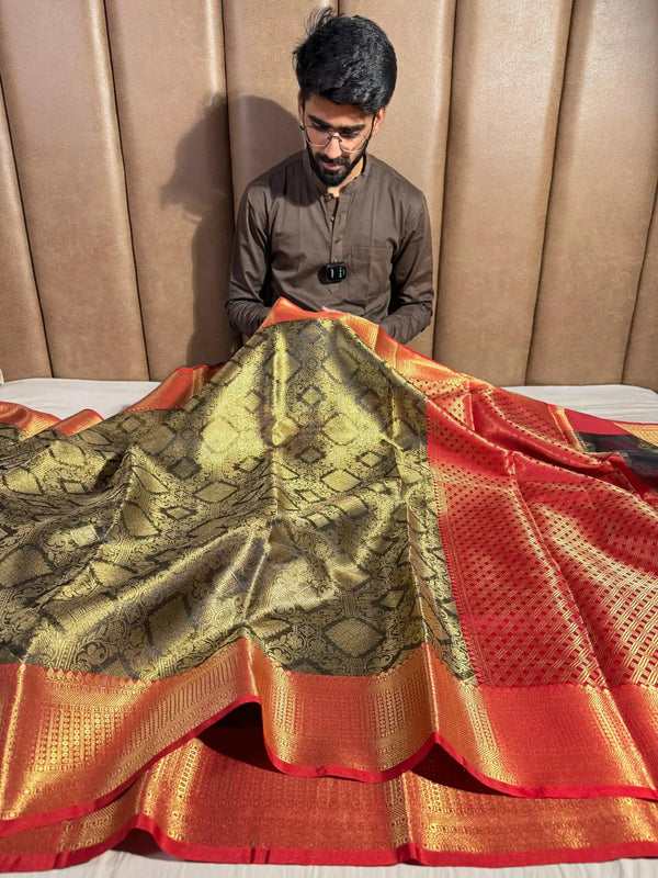 Kathan Tissue Silk Zari Jacquard Banarasi Saree
