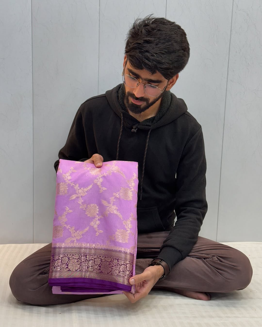 Lavender Chiniya Silk Zari Jacquard Banarasi Saree